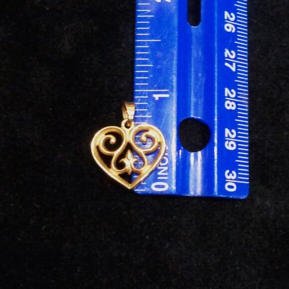 James Avery Pendant Charm 14K Gold Filigree French Scroll Heart Love - Picture 7 of 8